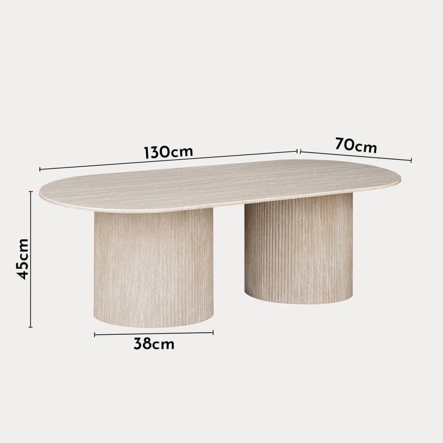 Table basse ovale en marbre composite beige