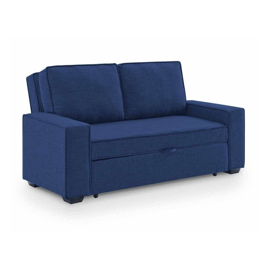 Canap&eacute; convertible 3 places en tissu bleu