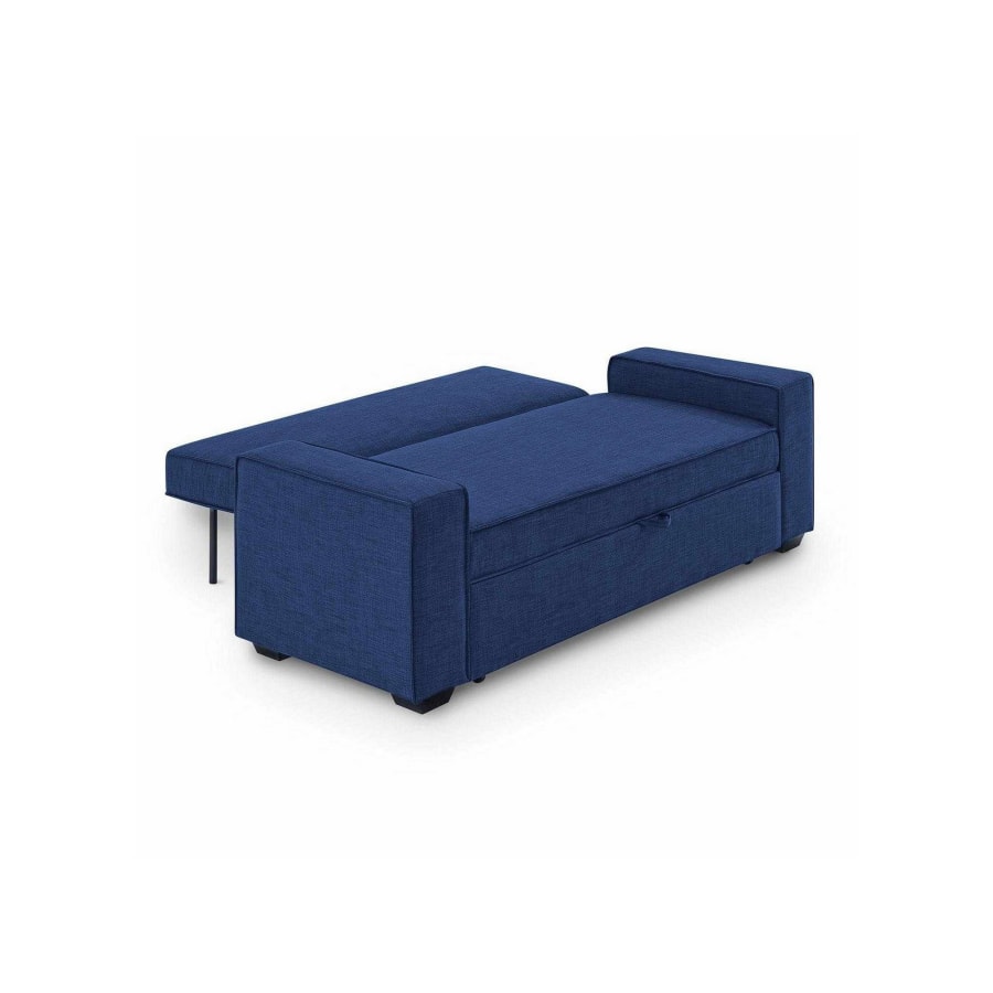 Canap&eacute; convertible 3 places en tissu bleu