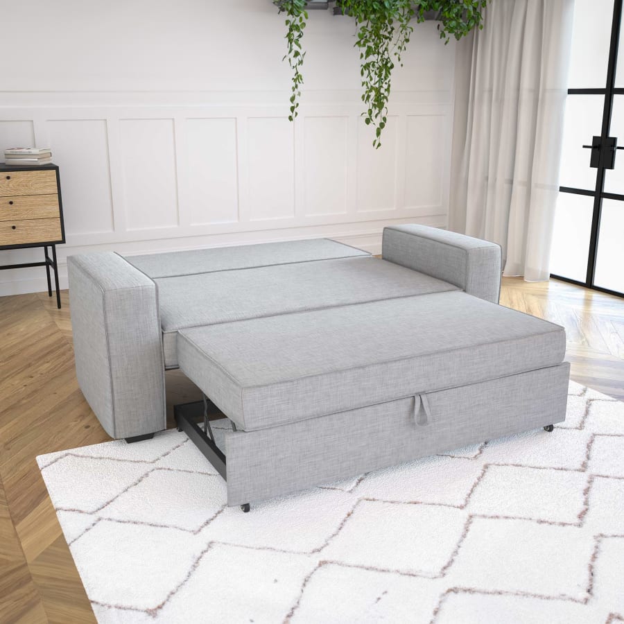 Canapé convertible 3 places en tissu gris