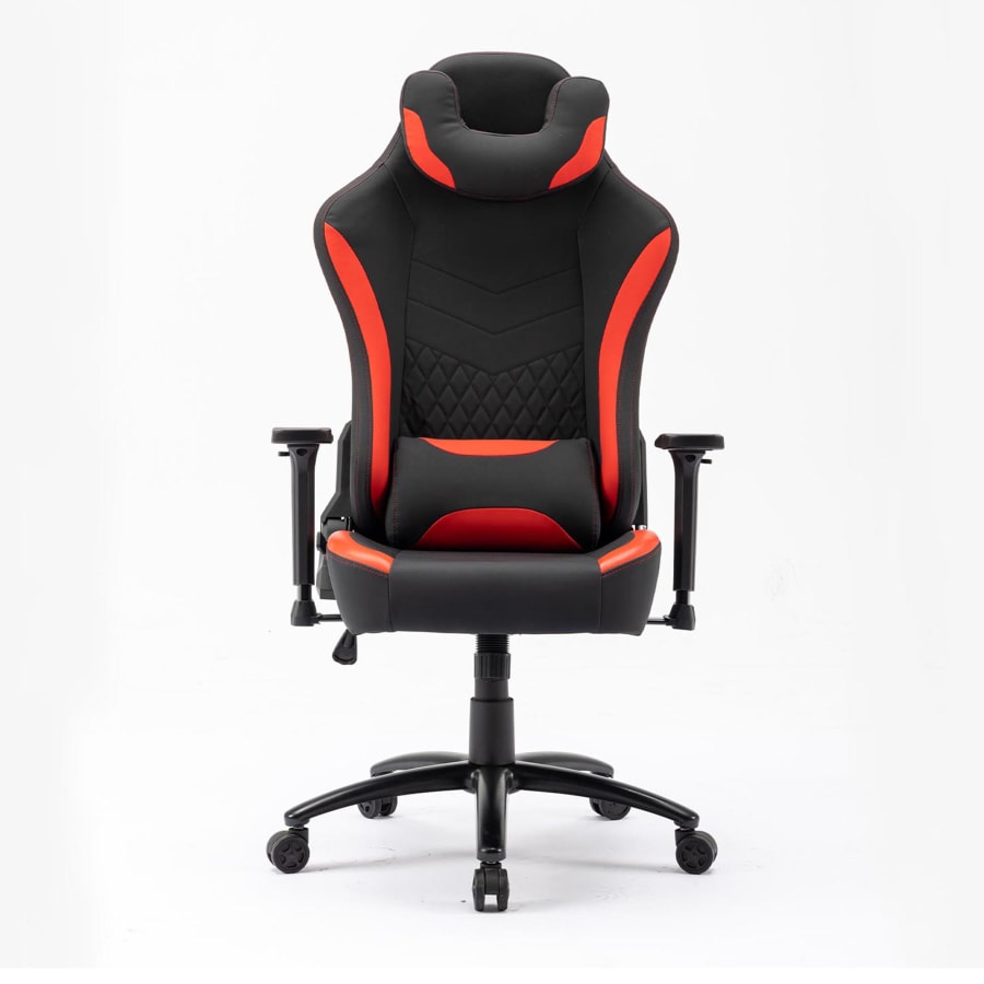 Fauteuil de bureau gaming en simili cuir noir et rouge