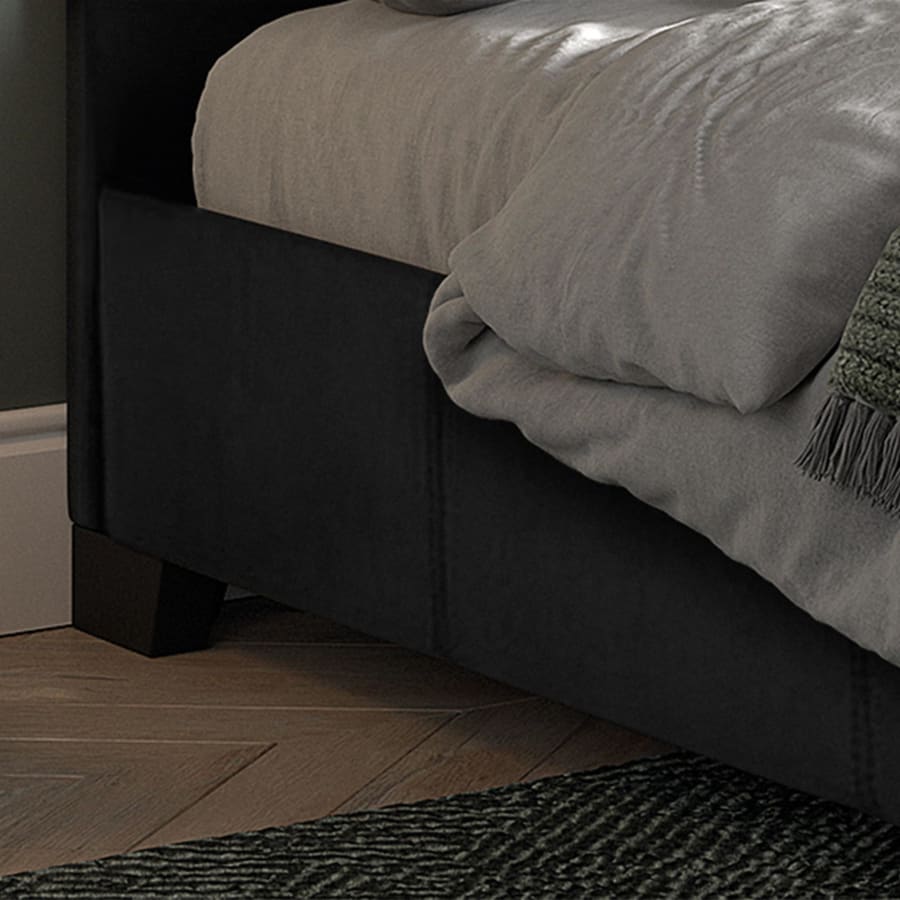 Lit double en simili cuir noir 140x200 cm