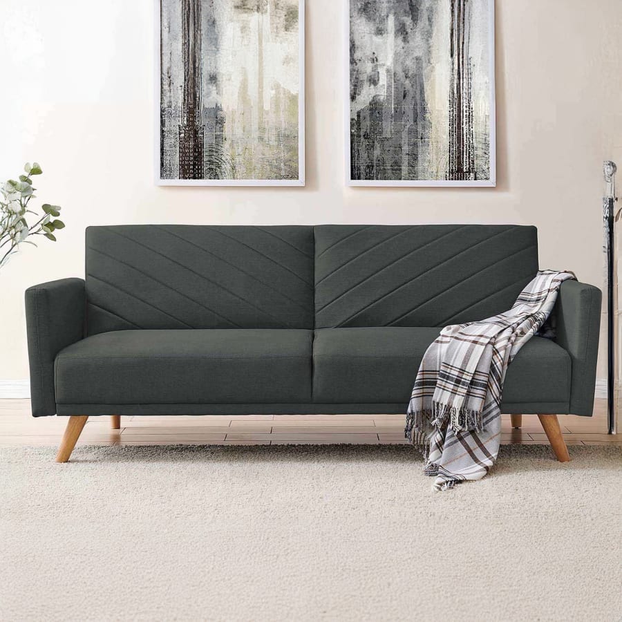 Canapé 3 places en tissu gris anthracite convertible scandinave