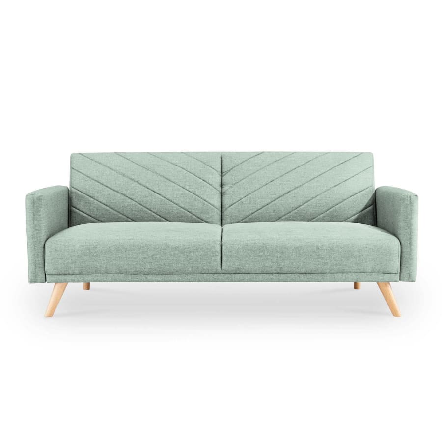 Canapé 3 places scandinave convertible en tissu vert d'eau