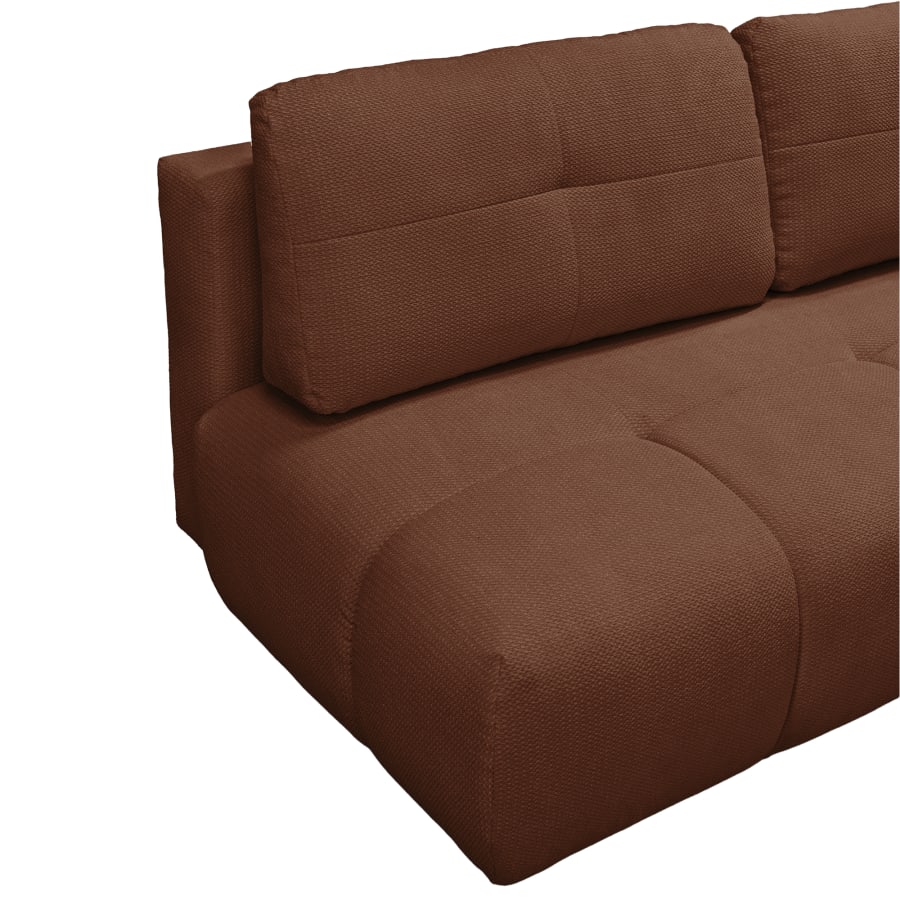 Canap&eacute; 3 places convertible avec coffre en tissu terracotta