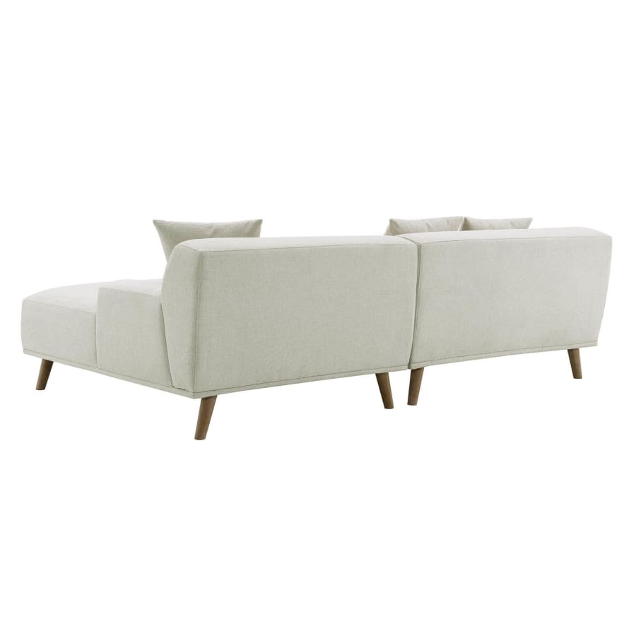 Canapé d'angle scandinave avec méridienne en tissu beige - Angle Droit