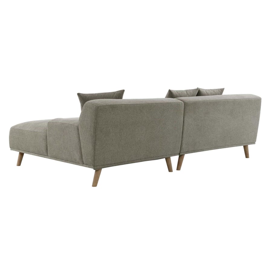 Canapé d'angle scandinave avec méridienne en tissu taupe - Angle Droit