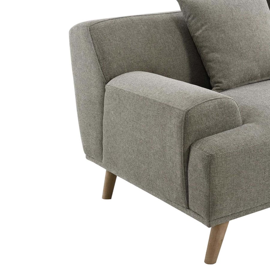 Canapé d'angle scandinave avec méridienne en tissu taupe - Angle Droit