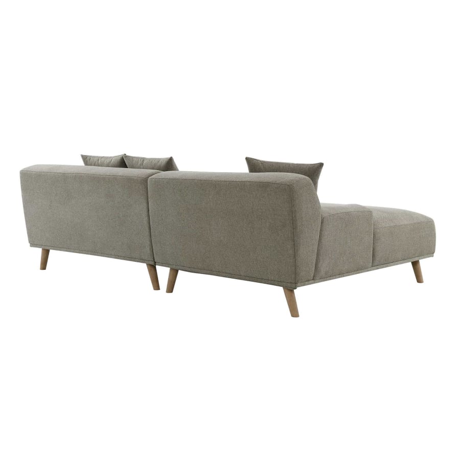 Canapé d'angle scandinave avec méridienne en tissu taupe - Angle Gauche