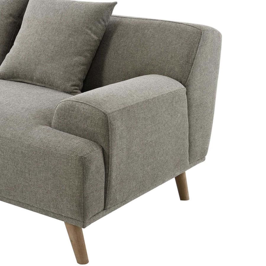 Canapé d'angle scandinave avec méridienne en tissu taupe - Angle Gauche