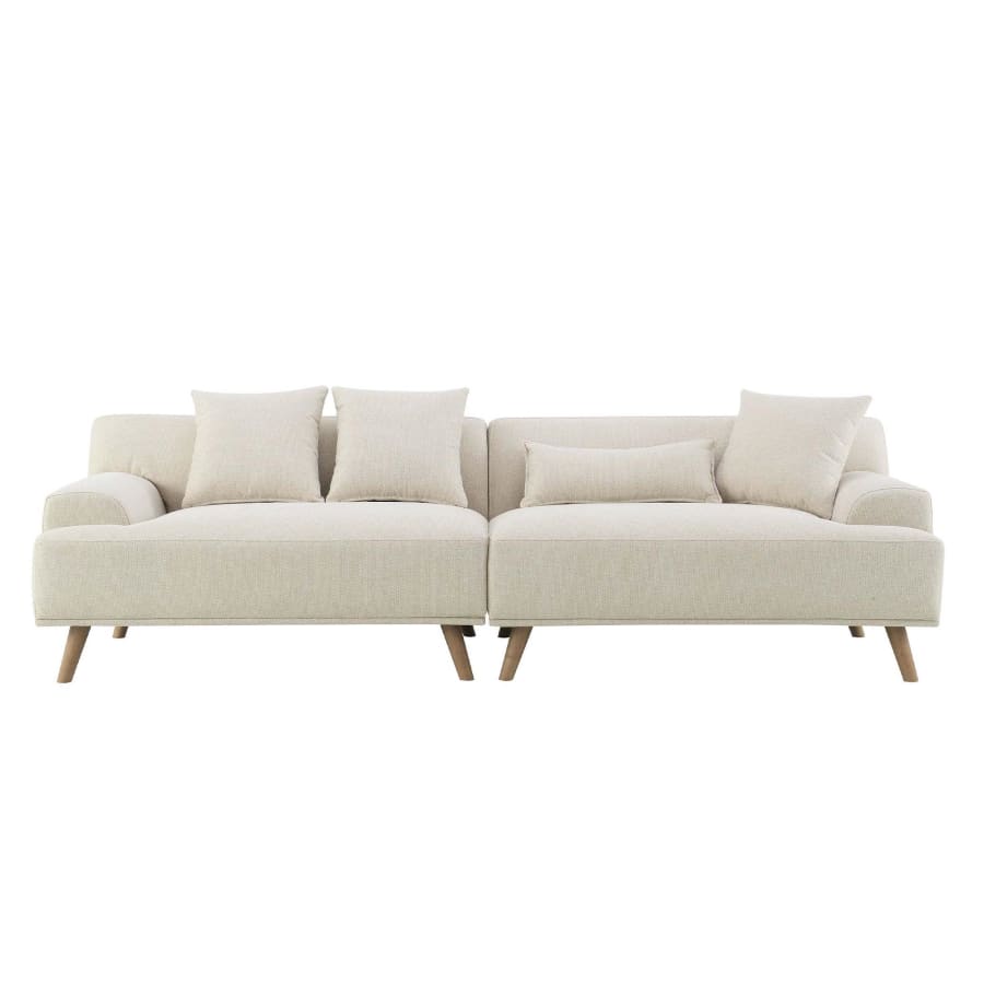 Canapé scandinave 4 places en tissu beige