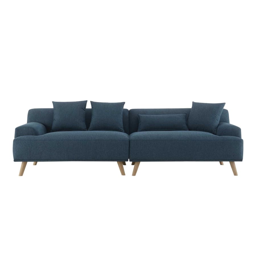 Canapé scandinave 4 places en tissu bleu