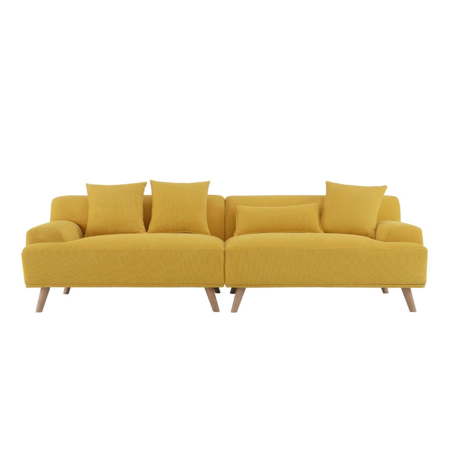 Canapé scandinave 4 places en tissu jaune