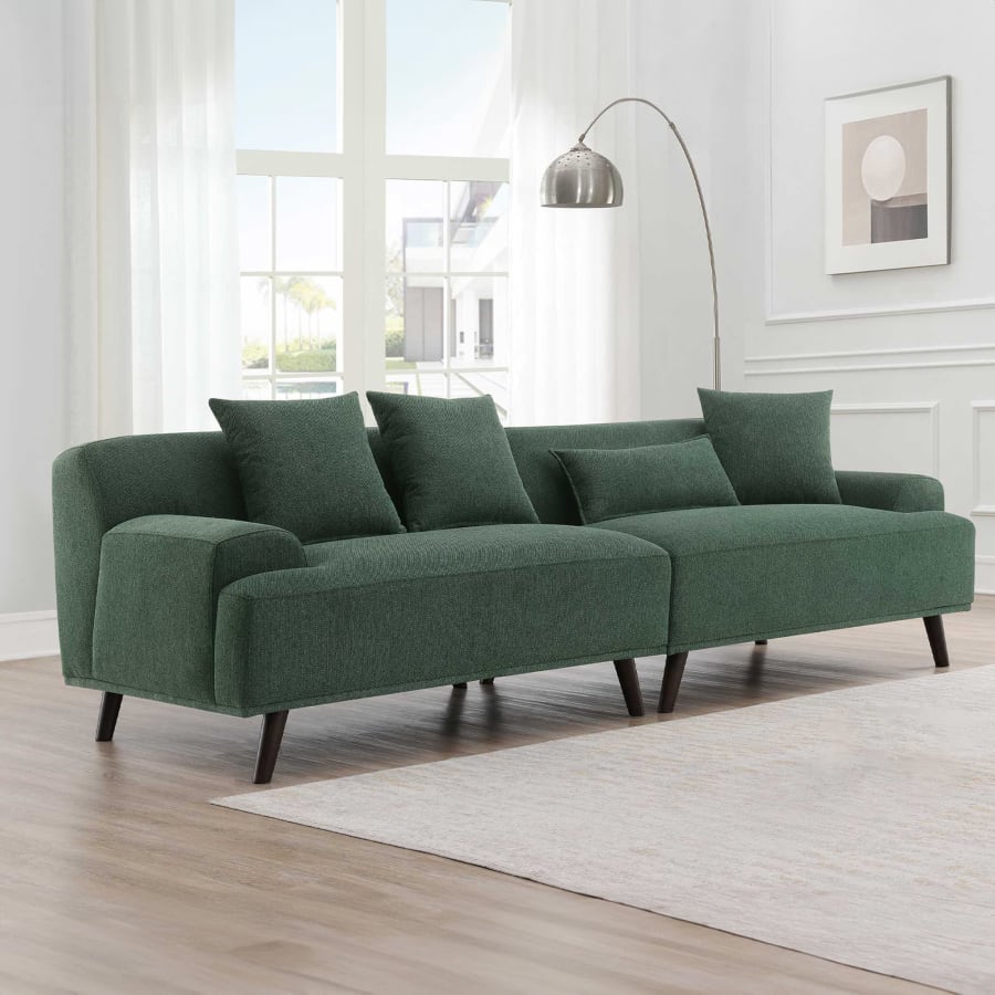 Canapé scandinave 4 places en tissu vert