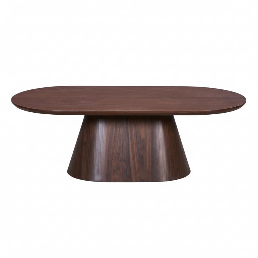 Table basse ovale couleur bois fonc&eacute; 120 cm