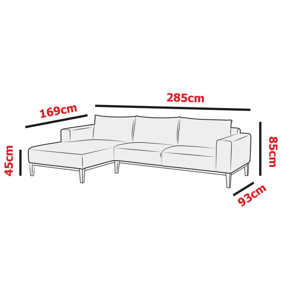 Canap&eacute; d'angle avec m&eacute;ridienne en tissu gris clair - Angle Gauche