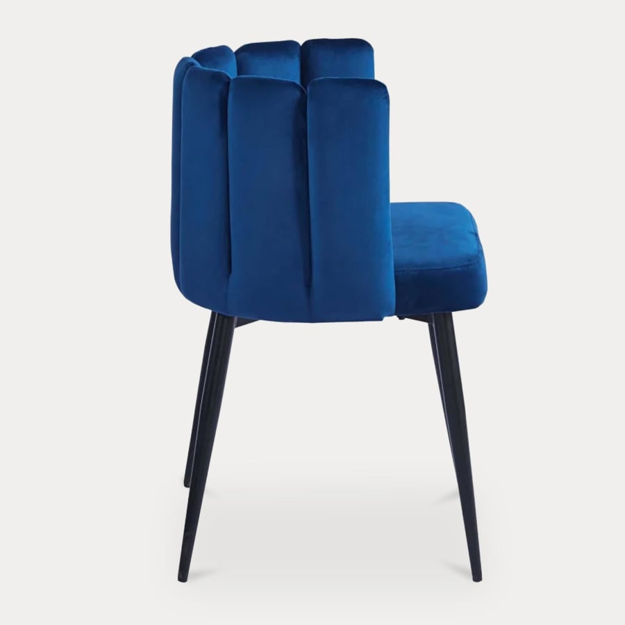 Lot de 2 chaises design en velours bleu