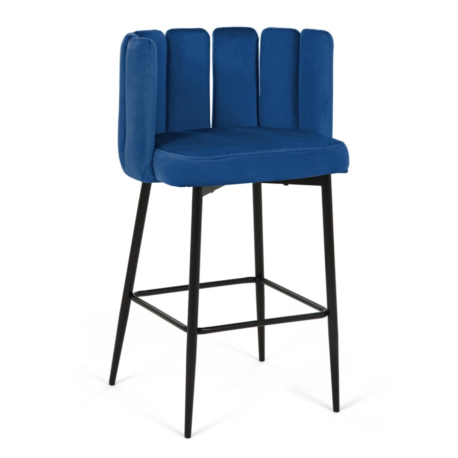 Lot de 2 tabourets de bar design en velours bleu