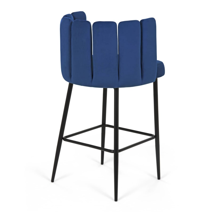 Lot de 2 tabourets de bar design en velours bleu