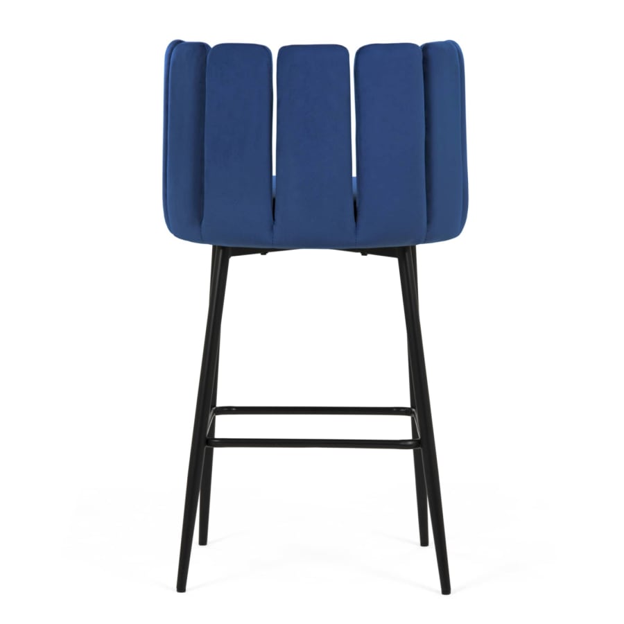 Lot de 2 tabourets de bar design en velours bleu