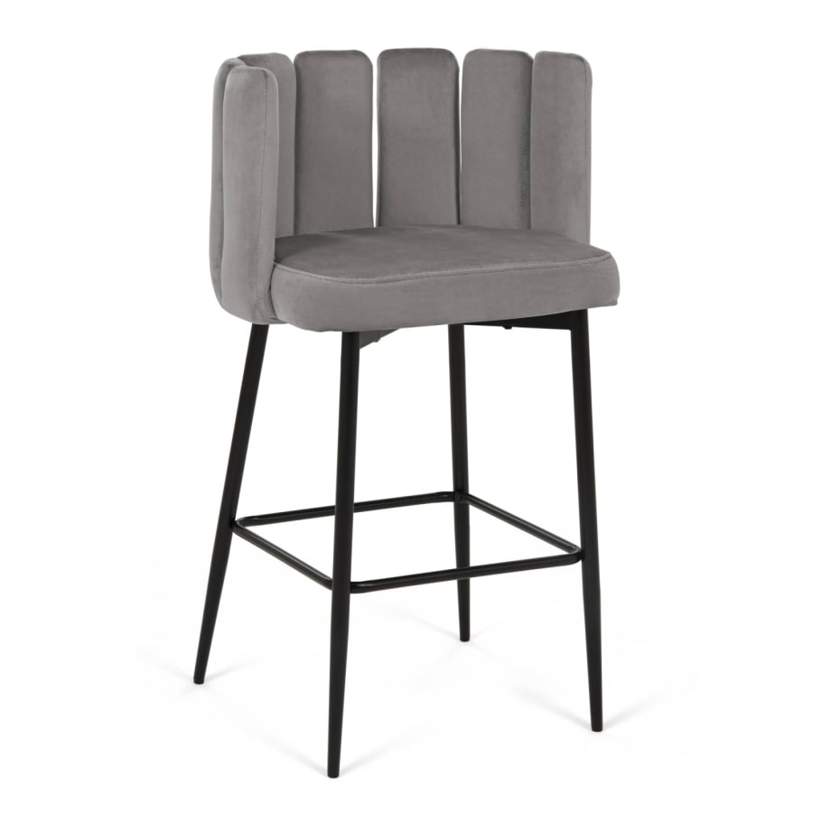 Lot de 2 tabourets de bar design en velours gris