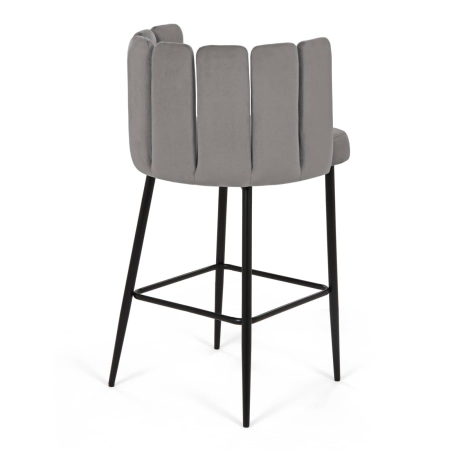 Lot de 2 tabourets de bar design en velours gris