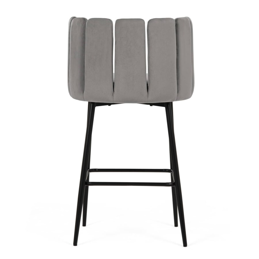 Lot de 2 tabourets de bar design en velours gris