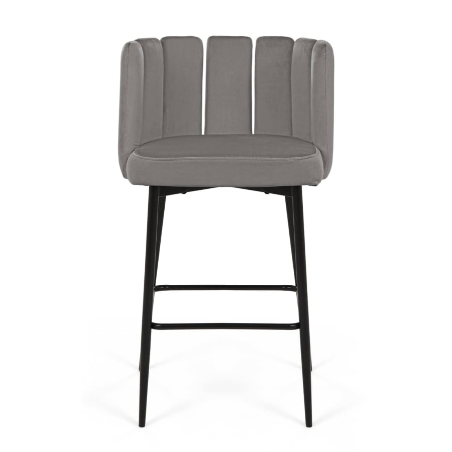 Lot de 2 tabourets de bar design en velours gris