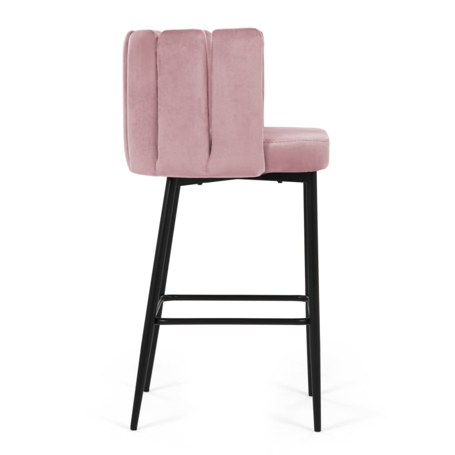 Lot de 2 tabourets de bar design en velours rose