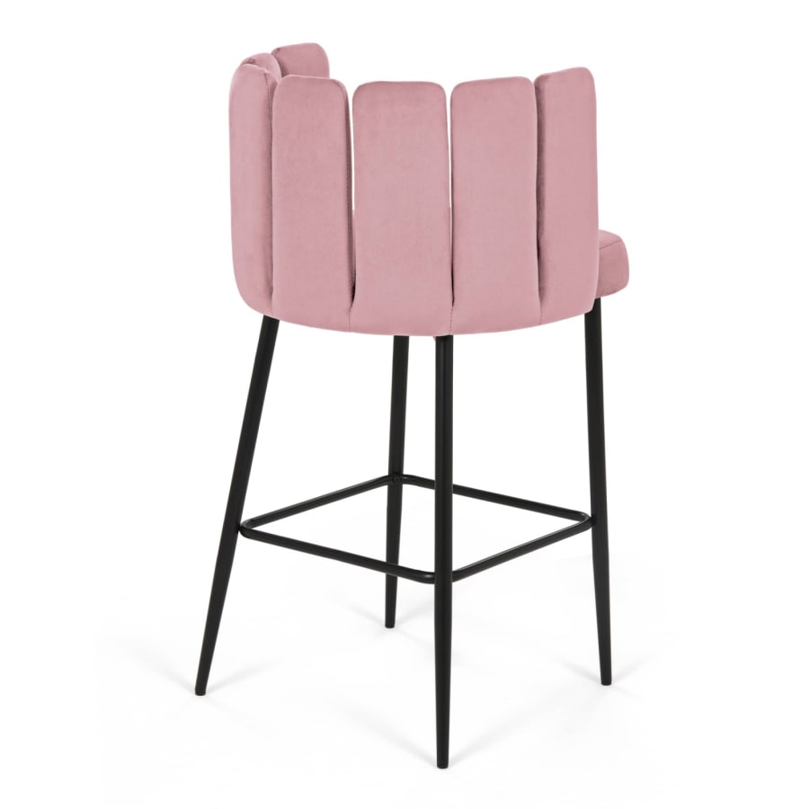 Lot de 2 tabourets de bar design en velours rose