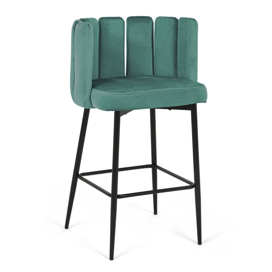 Lot de 2 tabourets de bar design en velours vert