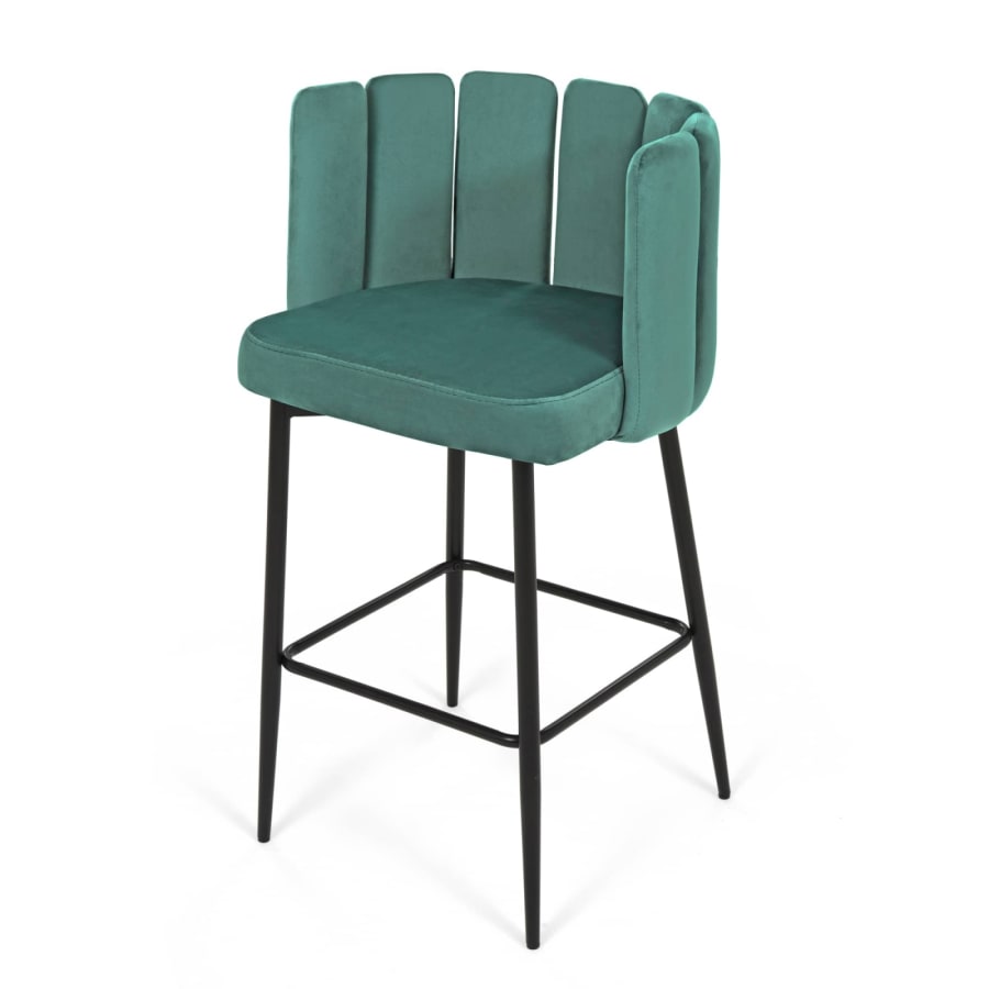 Lot de 2 tabourets de bar design en velours vert