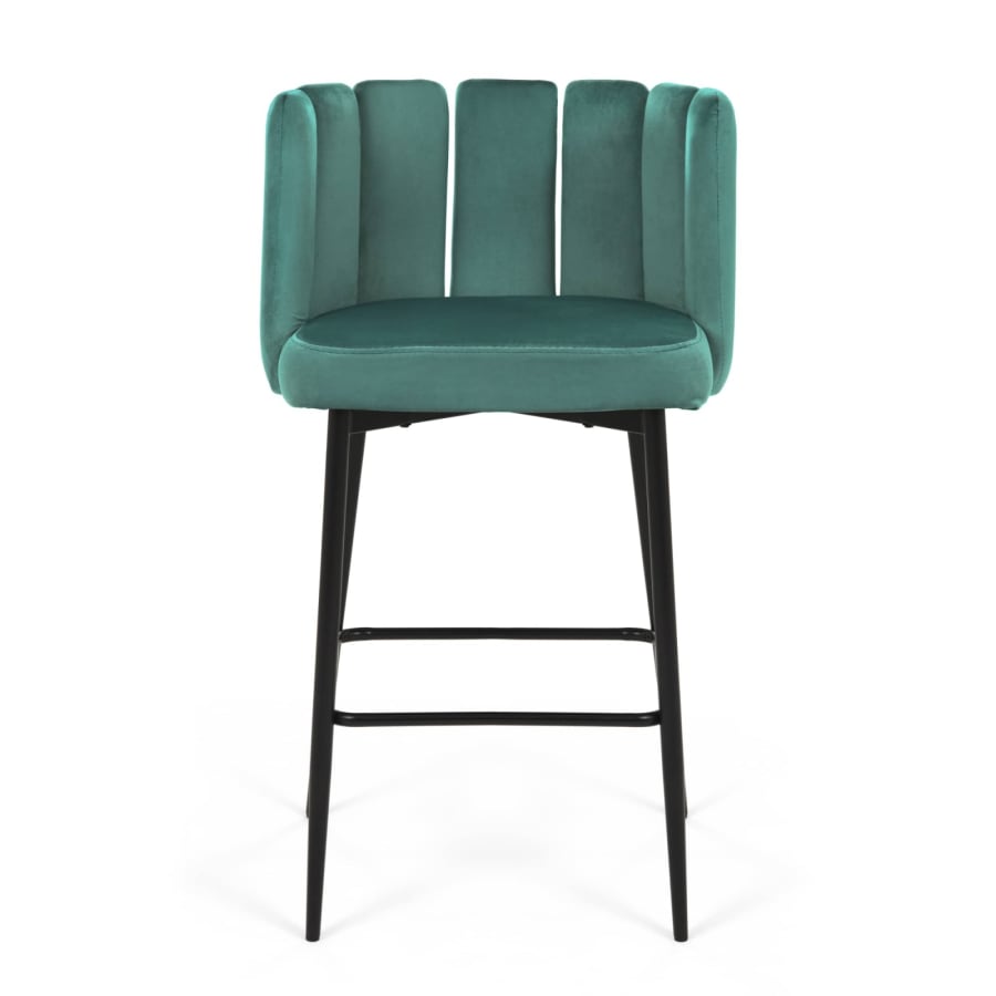 Lot de 2 tabourets de bar design en velours vert