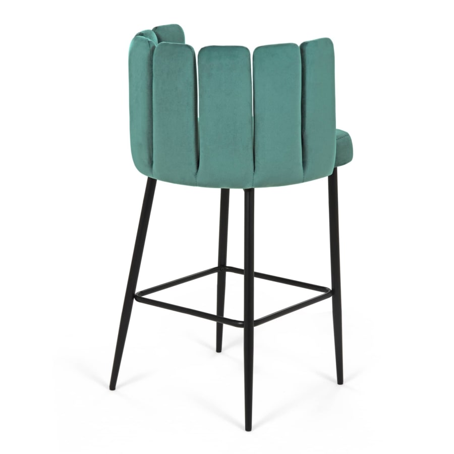 Lot de 2 tabourets de bar design en velours vert