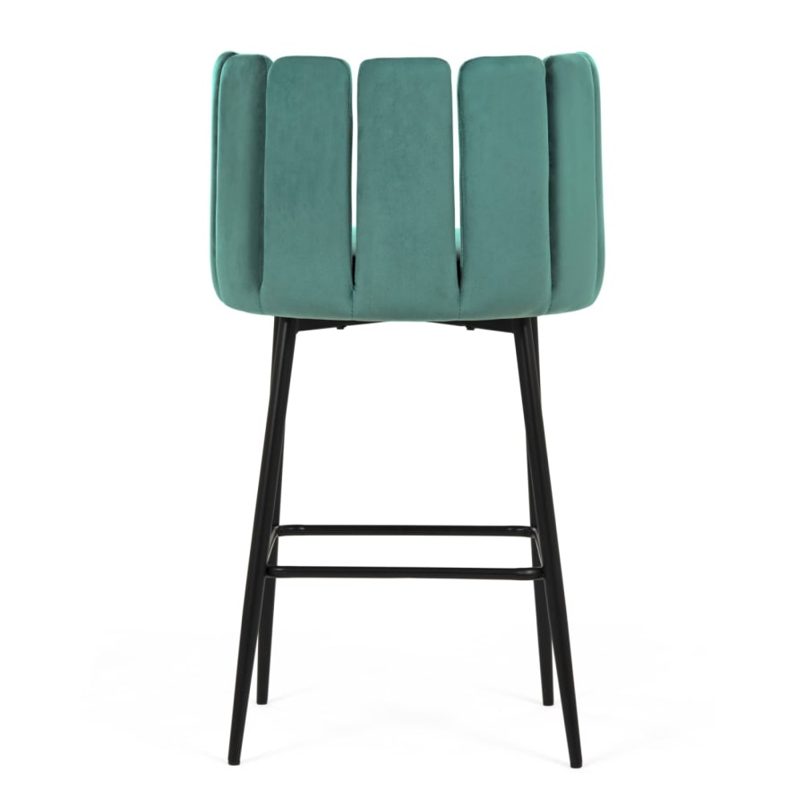 Lot de 2 tabourets de bar design en velours vert