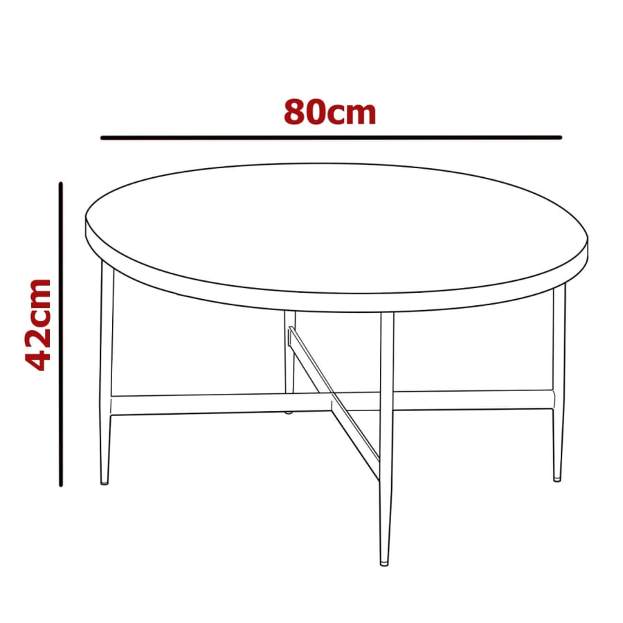 Table basse en bois ronde imitation marbre et pieds métal