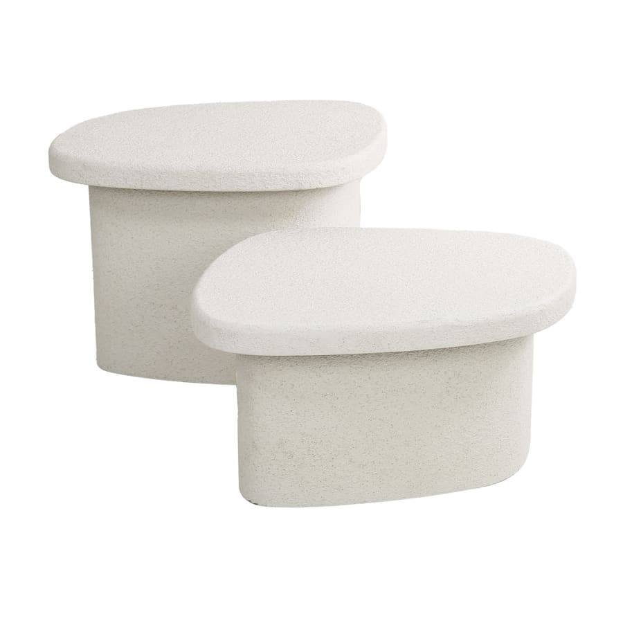 Lot de 2 tables basses en marbre composite blanc