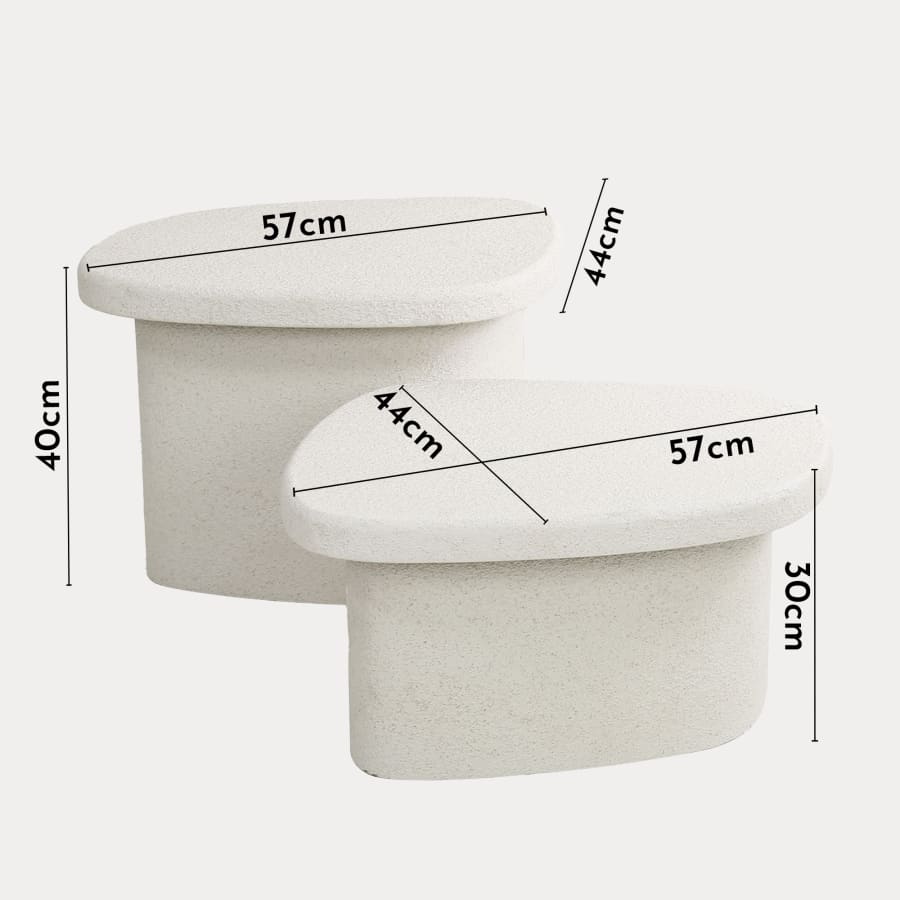 Lot de 2 tables basses en marbre composite blanc
