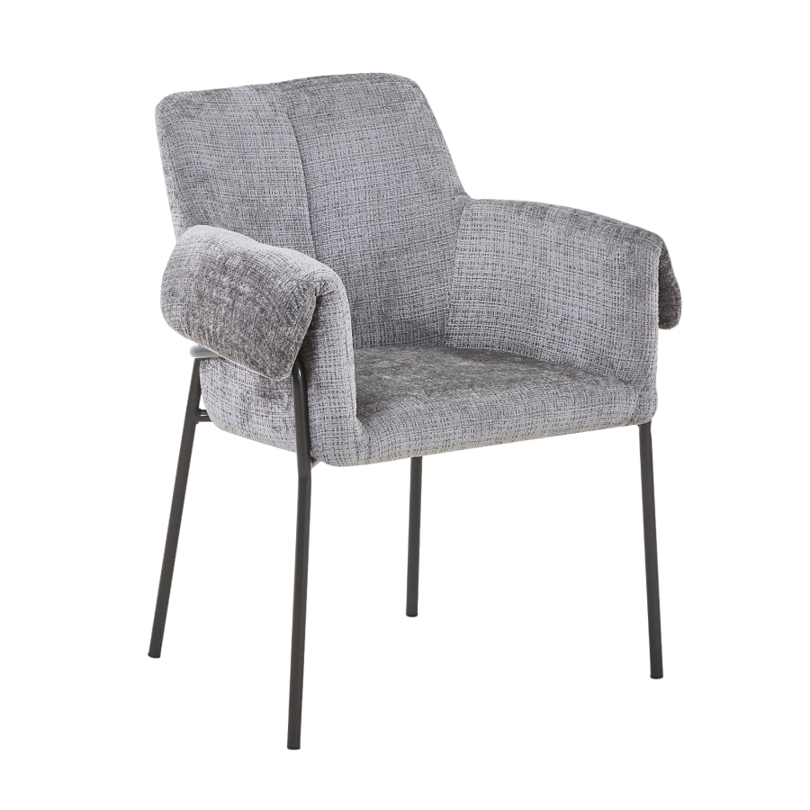 Chaise en tissu gris clair pieds en métal noir