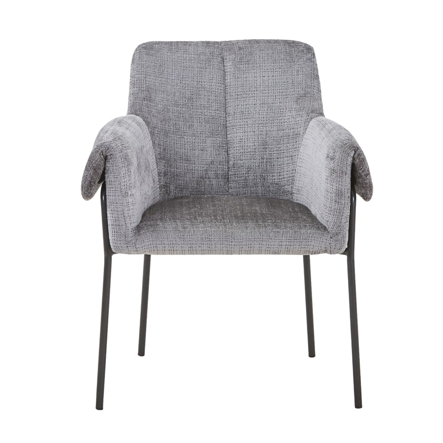 Chaise en tissu gris clair pieds en métal noir