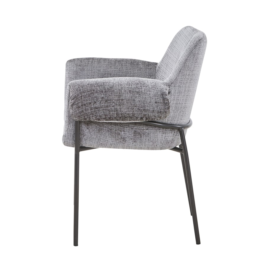 Chaise en tissu gris clair pieds en métal noir