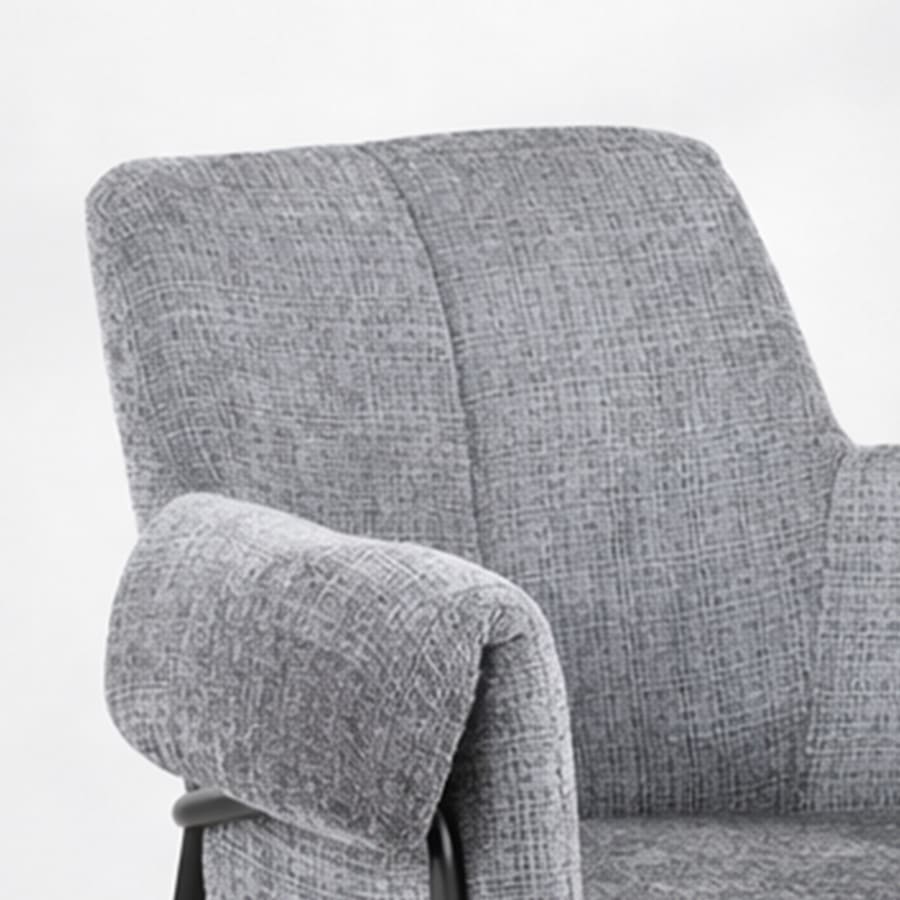 Chaise en tissu gris clair pieds en m&eacute;tal noir