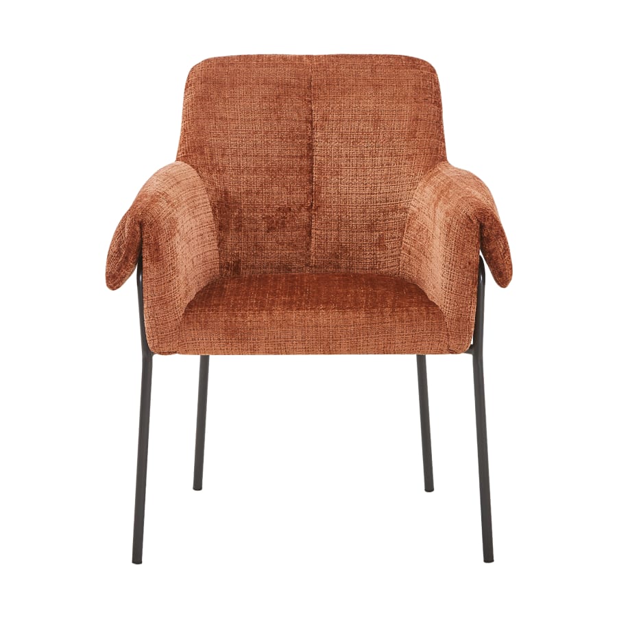 Chaise en tissu terracotta pieds en métal noir