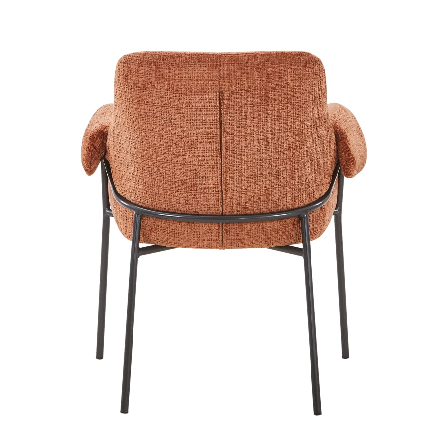 Chaise en tissu terracotta pieds en métal noir