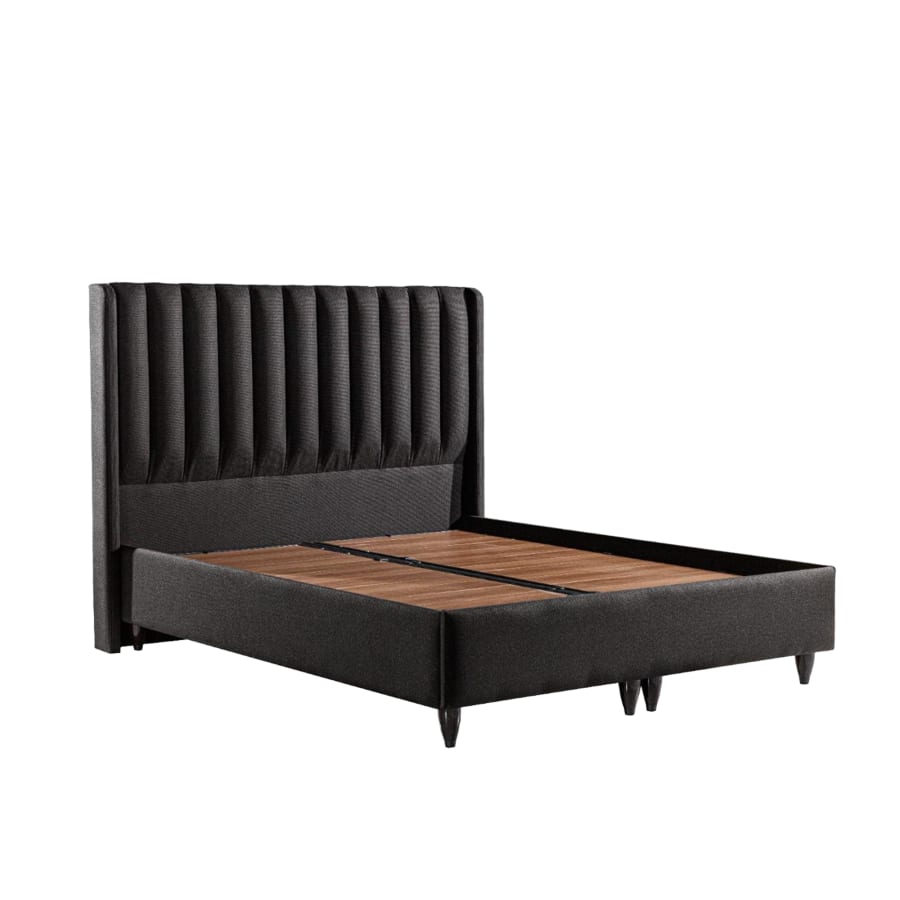 Lit coffre en tissu noir 160x200 cm