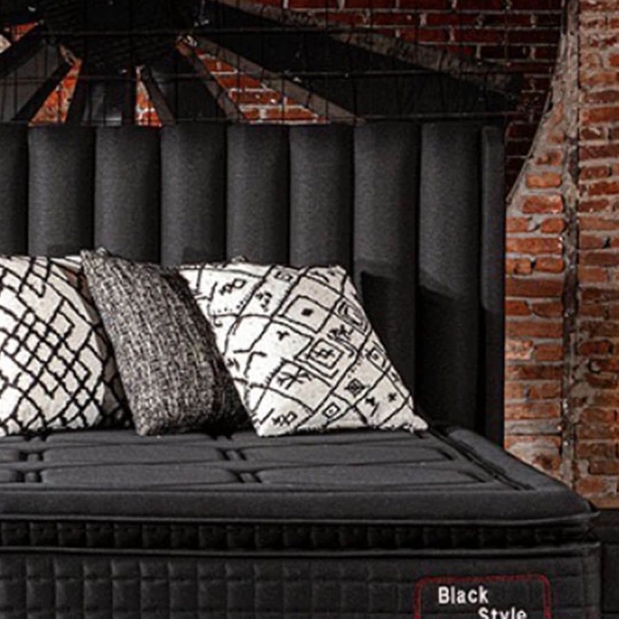 Lit coffre en tissu noir 180x200 cm