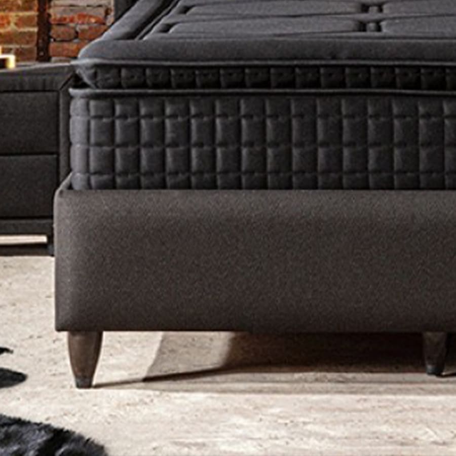 Lit coffre en tissu noir 180x200 cm