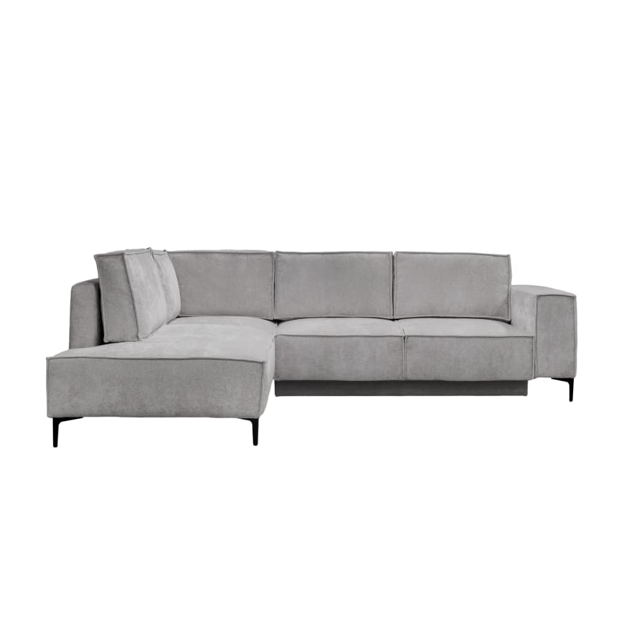 Canapé d'angle convertible en tissu gris clair - Angle gauche