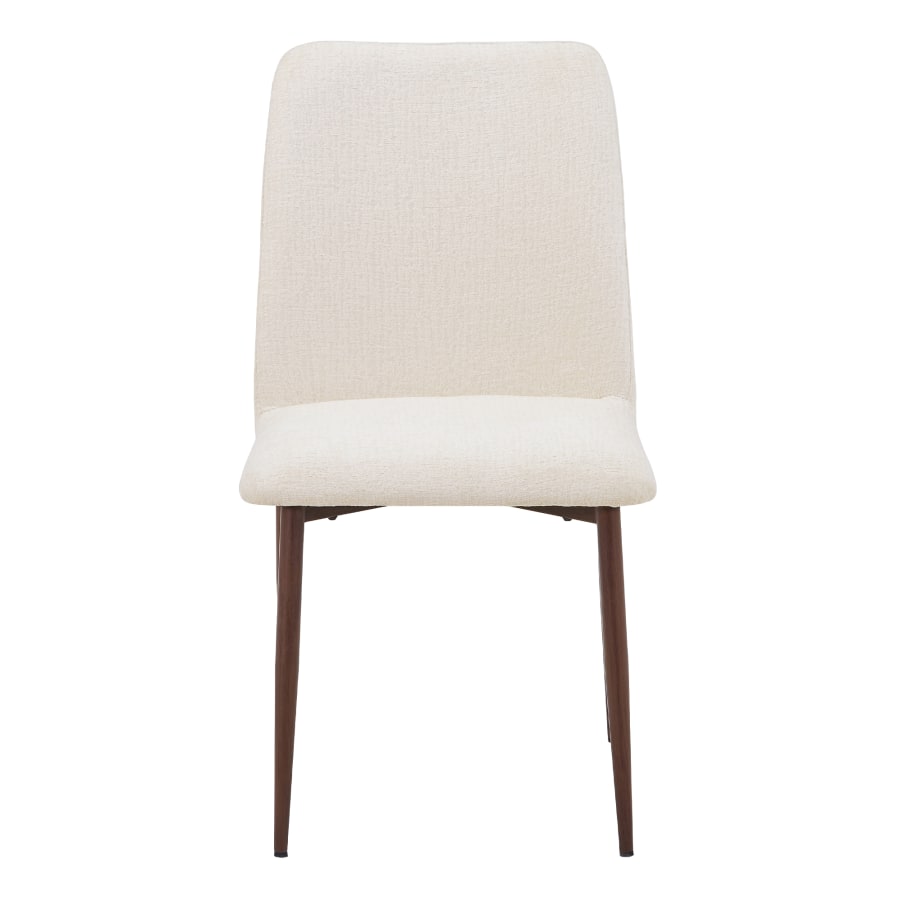 Lot de 2 chaises en tissu beige pieds couleur bois fonc&eacute;