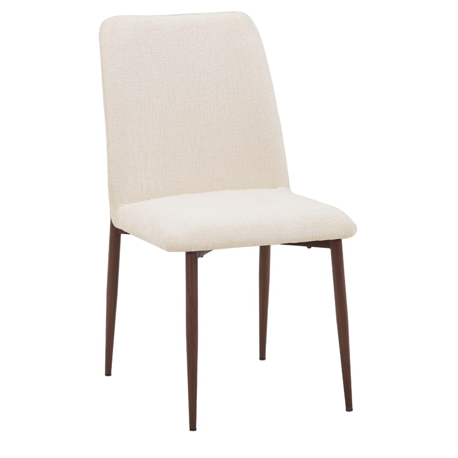 Lot de 2 chaises en tissu beige pieds couleur bois fonc&eacute;